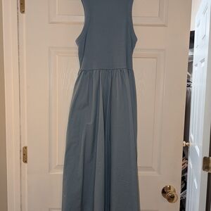 Old Navy Blue Pleated Maxi Dress High Neckline